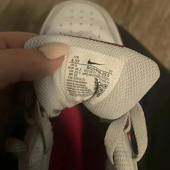 Nike Court Borough Low 2 Gs Pure Platinum Pink Prime - Picture 4 of 6